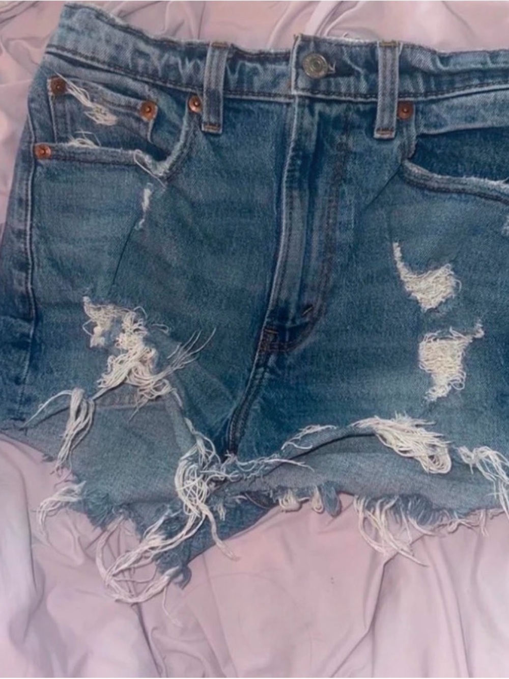 Abercrombie & Fitch Distressed Blue Denim Cutoff Shorts
